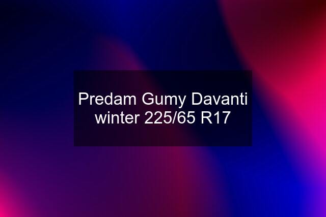 Predam Gumy Davanti winter 225/65 R17