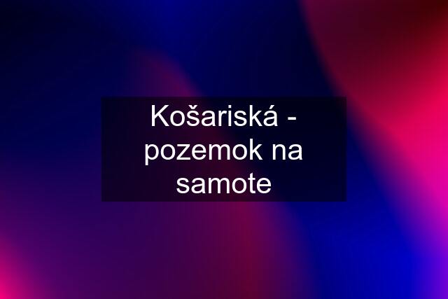 Košariská - pozemok na samote