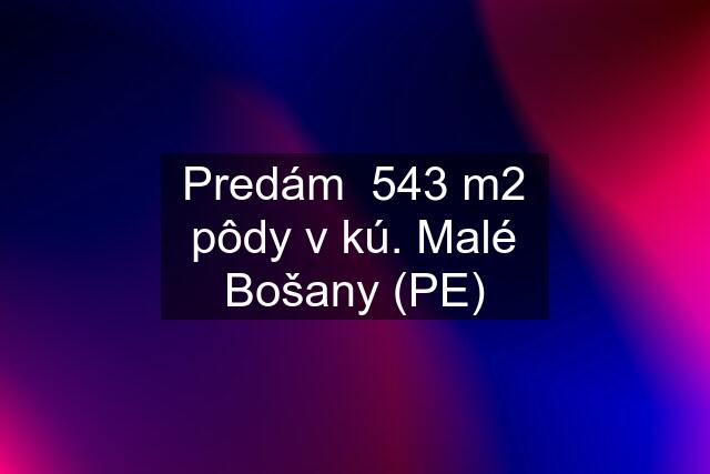 Predám  543 m2 pôdy v kú. Malé Bošany (PE)