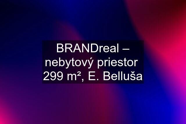 BRANDreal – nebytový priestor  299 m², E. Belluša