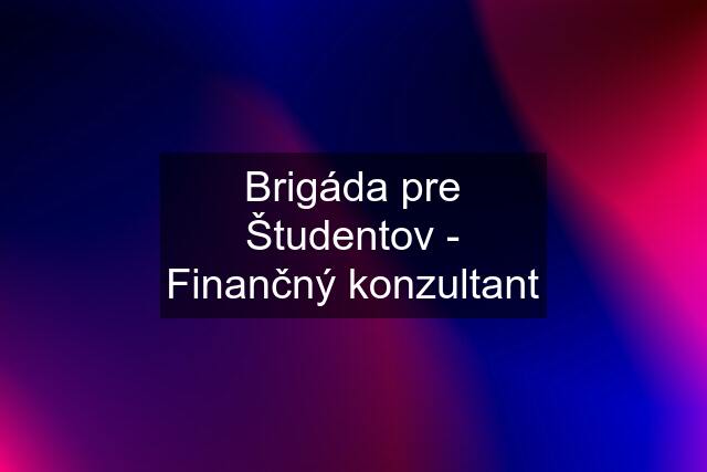 Brigáda pre Študentov - Finančný konzultant