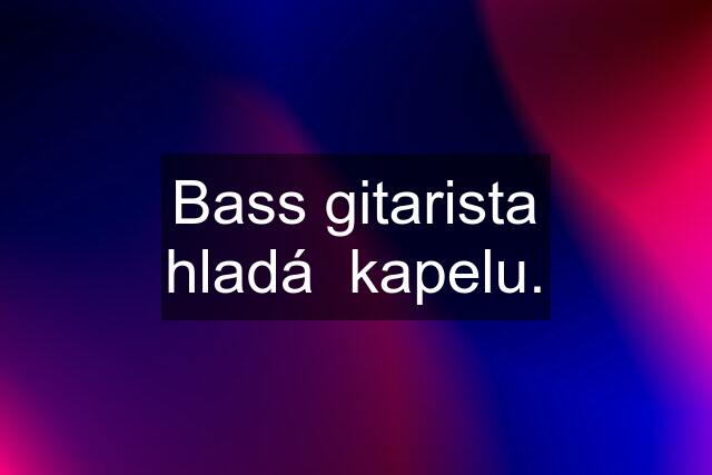 Bass gitarista hladá  kapelu.