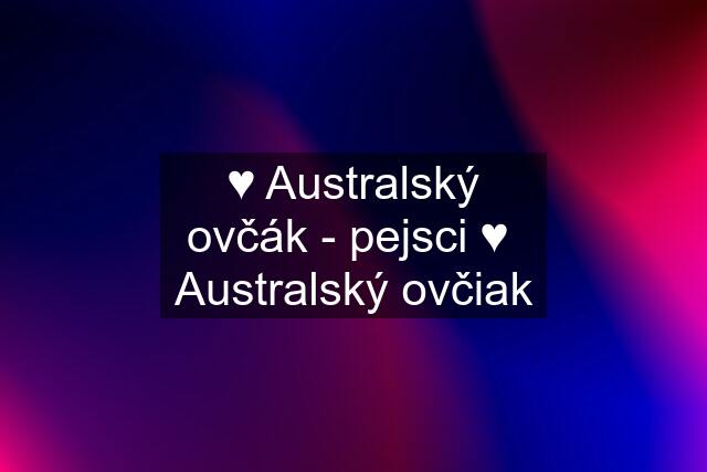 ♥ Australský ovčák - pejsci ♥  Australský ovčiak