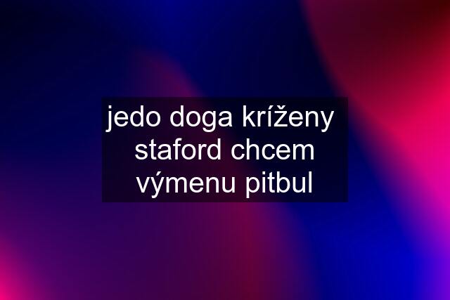 jedo doga kríženy  staford chcem výmenu pitbul