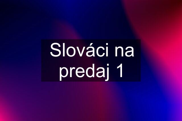 Slováci na predaj 1