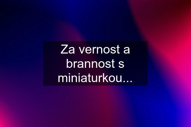 Za vernost a brannost s miniaturkou...