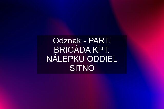 Odznak - PART. BRIGÁDA KPT. NÁLEPKU ODDIEL SITNO