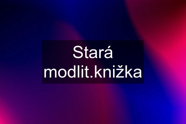 Stará modlit.knižka