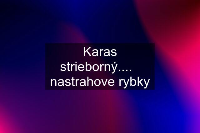 Karas strieborný....   nastrahove rybky