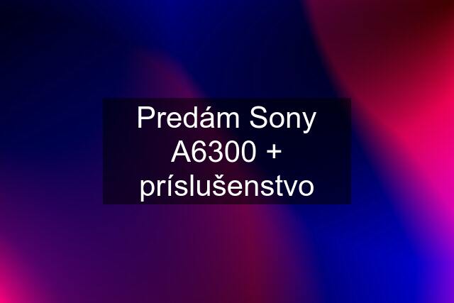 Predám Sony A6300 + príslušenstvo