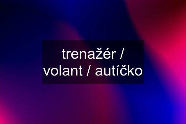 trenažér / volant / autíčko