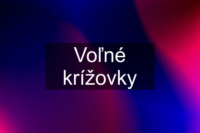 Voľné krížovky