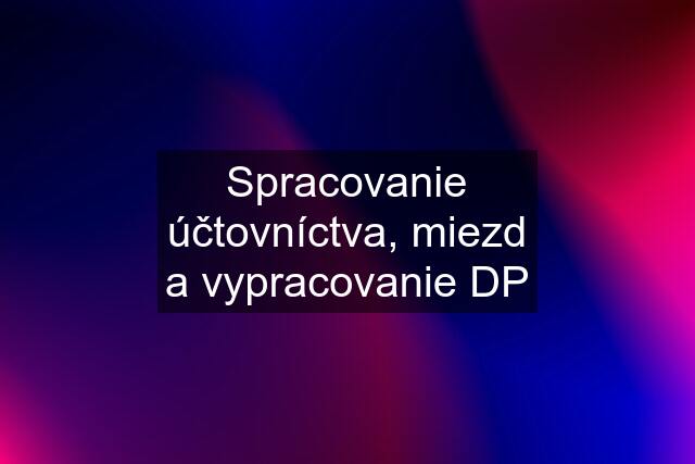 Spracovanie účtovníctva, miezd a vypracovanie DP