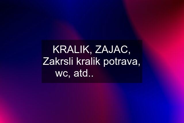 KRALIK, ZAJAC, Zakrsli kralik potrava, wc, atd..  ✅ ✅ ✅