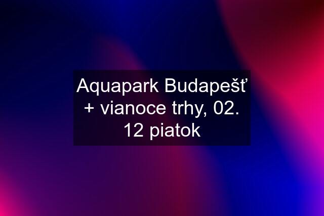 Aquapark Budapešť + vianoce trhy, 02. 12 piatok