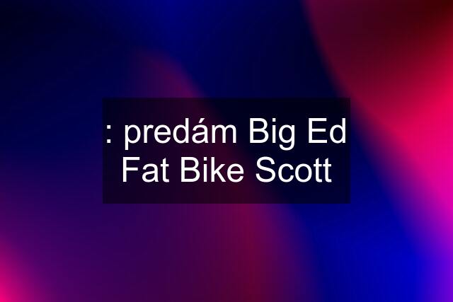 : predám Big Ed Fat Bike Scott