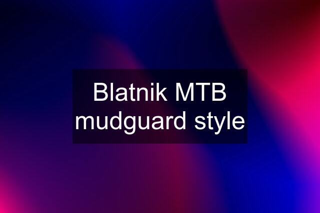 Blatnik MTB mudguard style