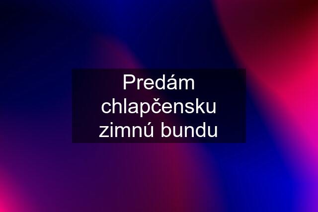 Predám chlapčensku zimnú bundu