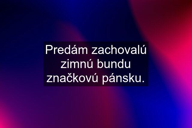 Predám zachovalú zimnú bundu značkovú pánsku.