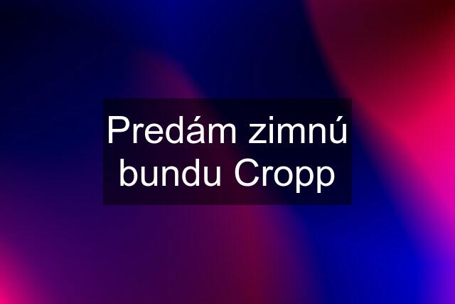 Predám zimnú bundu Cropp