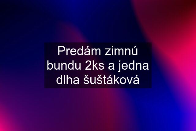 Predám zimnú bundu 2ks a jedna dlha šuštáková