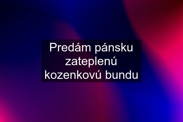 Predám pánsku zateplenú kozenkovú bundu