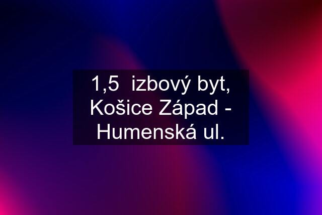 1,5  izbový byt, Košice Západ - Humenská ul.