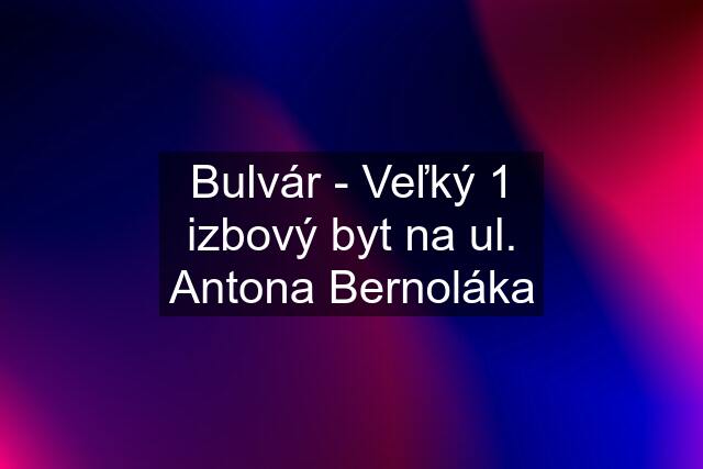 Bulvár - Veľký 1 izbový byt na ul. Antona Bernoláka