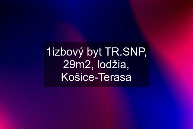 1izbový byt TR.SNP, 29m2, lodžia, Košice-Terasa