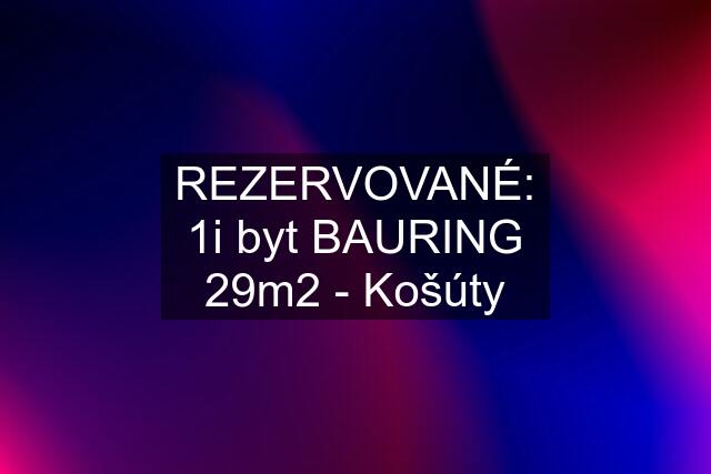 REZERVOVANÉ: 1i byt BAURING 29m2 - Košúty