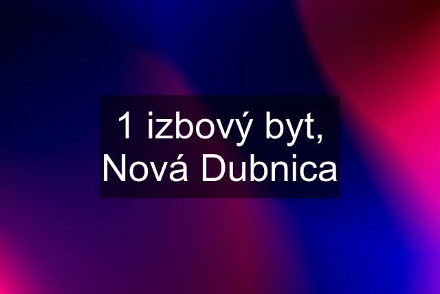 1 izbový byt, Nová Dubnica