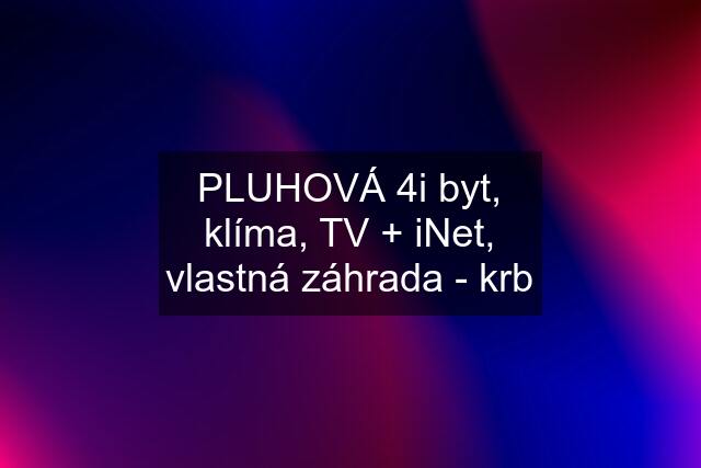 PLUHOVÁ 4i byt, klíma, TV + iNet, vlastná záhrada - krb