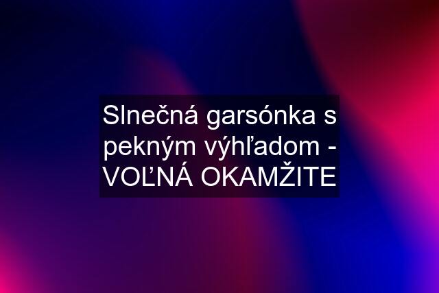 Slnečná garsónka s pekným výhľadom - VOĽNÁ OKAMŽITE