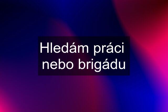 Hledám práci  nebo brigádu