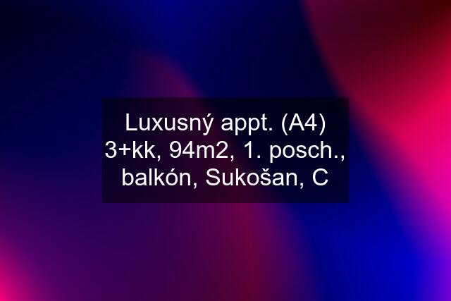 Luxusný appt. (A4) 3+kk, 94m2, 1. posch., balkón, Sukošan, C
