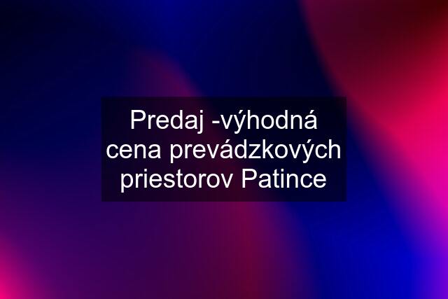 Predaj -výhodná cena prevádzkových priestorov Patince