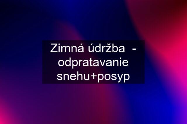 Zimná údržba  - odpratavanie snehu+posyp