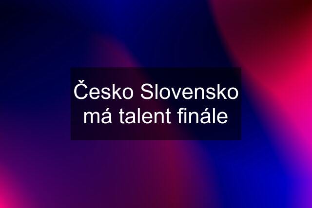 Česko Slovensko má talent finále