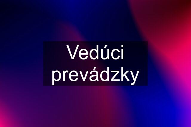 Vedúci prevádzky