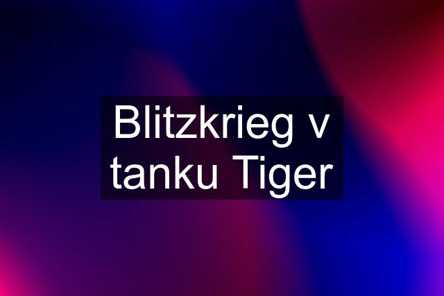 Blitzkrieg v tanku Tiger