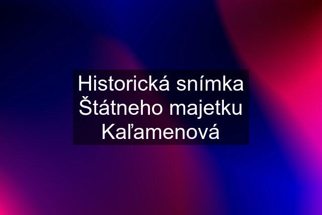 Historická snímka Štátneho majetku Kaľamenová