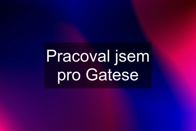 Pracoval jsem pro Gatese