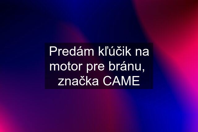 Predám kľúčik na motor pre bránu,  značka CAME