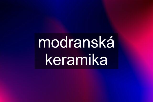 modranská keramika