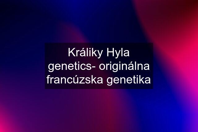 Králiky Hyla genetics- originálna francúzska genetika