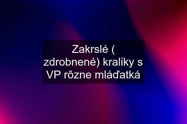 Zakrslé ( zdrobnené) kraliky s VP rôzne mláďatká