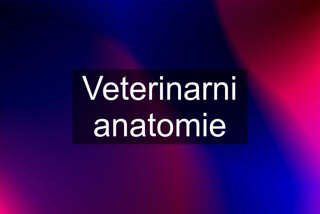 Veterinarni anatomie