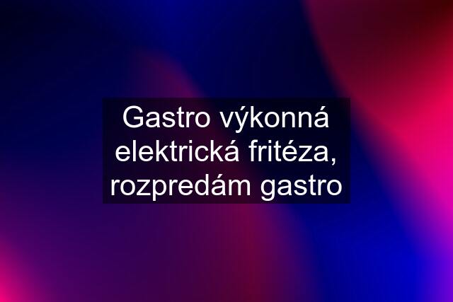 Gastro výkonná elektrická fritéza, rozpredám gastro