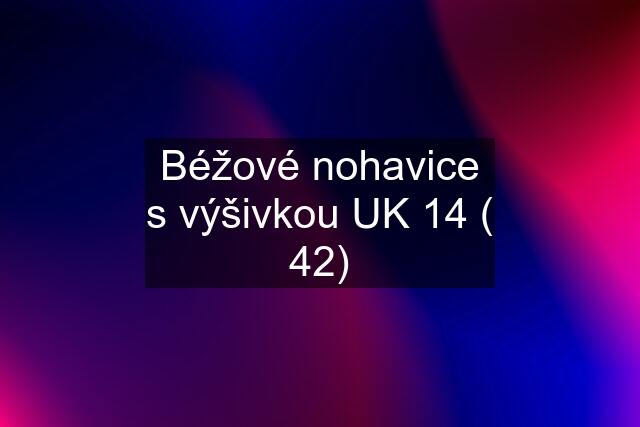 Béžové nohavice s výšivkou UK 14 ( 42)