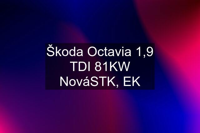 Škoda Octavia 1,9 TDI 81KW NováSTK, EK